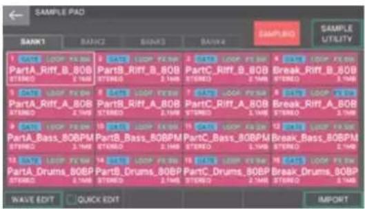 SAMPLE PAD SAMPLES SAMPLE UTILITY BANK1 BANK2 BANK3 BANK4 1 BASK LOOP FX 80B PartA_Rift_B_80B STEREO 2.1MB 2 BASK LOOP FX 80B PartB_Rift_B_80B STEREO 2.1MB 3 BASK LOOP FX 80B PartC_Rift_B_80B STEREO 2.1MB 4 BASK LOOP FX 80B Break_Rift_B_80B STEREO 2.1MB 5 CATS LOOP FX 80B PartA_Rift_A_80B STEREO 2.1MB 6 CATS LOOP FX 80B PartB_Rift_A_80B STEREO 2.1MB 7 CATS LOOP FX 80B PartC_Rift_A_80B STEREO 2.1MB 8 CATS LOOP FX 80B Break_Rift_A_80B STEREO 2.1MB 9 CATS LOOP FX 80B PartA_Bass_80BPM STEREO 2.1MB 10 CATS LOOP FX 80B PartB_Bass_80BPM STEREO 2.1MB 11 CATS LOOP FX 80B PartC_Bass_80BPM STEREO 2.1MB 12 CATS LOOP FX 80B Break_Bass_80BPM STEREO 2.1MB 13 CATS LOOP FX 80B PartA_Drums_80BP STEREO 2.1MB 14 CATS LOOP FX 80B PartB_Drums_80BP STEREO 2.1MB 15 CATS LOOP FX 80B PartC_Drums_80BP STEREO 2.1MB 16 CATS LOOP FX 80B Break_Drums_80BP STEREO 2.1MB WAVE EDIT QUICK EDIT IMPORT