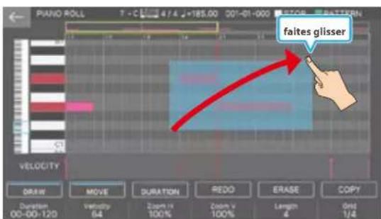 PANIO ROLL 7 - C 4 / 4 =185.00 001-01-000 FETOR BATTERN faites glisser VELOCITY DRAW MOVE DURATION REDO ERASE COPY Duration Velocity Zoom x 100% Zoom y 100% Length Grid 00-00-120 64 100% 4 1/4
