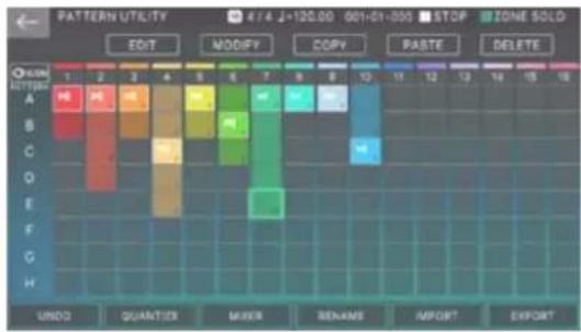 ROLAND FANTOM08 - Sur l'écran PATTERN, sélectionnez [E2] PTN UTILITY. - 1