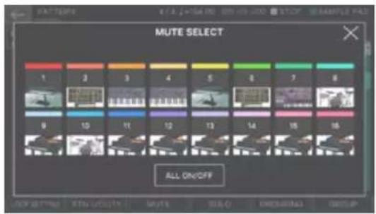 MUTE SELECT 1 2 3 4 5 6 7 8 9 10 11 12 13 14 15 16 ALL ON/OFF