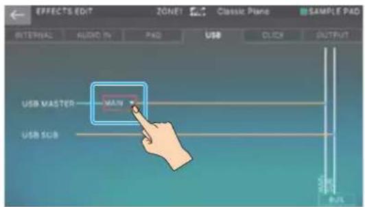 EFFECTS EDIT ZONE1 Classic Plane SAMPLE PAD INTERNAL AUDIO IN PAD USB CLICK OUTPUT USB MASTER MAN USB SUB
