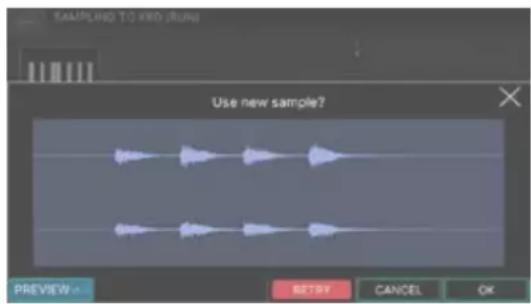 SAMPLES TO 1000 (Run) Use new sample? PREVIEW RETURN CANCEL OK