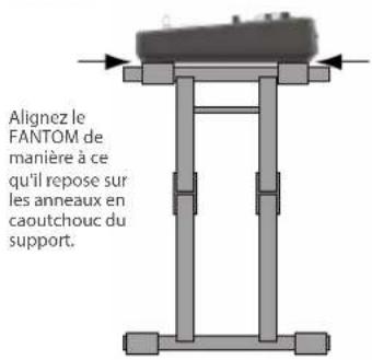 Alignez le FANTOM de manière à ce qu'il repose sur les anneaux en caoutchouc du support.