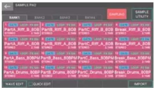 SAMPLE PAQ BANK1 BANK2 BANK3 BANK4 SAMPLE SAMPLE UTILITY 1 DATE LOOP FE SH PartA_Riff_B_80B STREED 2.1MB 2 DATA LOOP FE SH PartB_Riff_B_80B STREED 2.1MB 3 DATA LOOP FE SH PartC_Riff_B_80B STREED 2.1MB 4 DATA LOOP FE SH Break_Riff_B_80B STREED 2.1MB 5 DATE LOOP FE SH PartA_Riff_A_80B STREED 2.1MB 6 DATA LOOP FE SH PartB_Riff_A_80B STREED 2.1MB 7 DATA LOOP FE SH PartC_Riff_A_80B STREED 2.1MB 8 DATA LOOP FE SH Break_Riff_A_80B STREED 2.1MB 9 DATE LOOP FE SH PartA_Bass_80BPM STREED 2.1MB 10 DATA LOOP FE SH PartB_Bass_80BPM STREED 2.1MB 11 DATA LOOP FE SH PartC_Bass_80BPM STREED 2.1MB 12 DATA LOOP FE SH Break_Bass_80BPM STREED 2.1MB 13 DATE LOOP FE SH PartA_Drums_80BP STREED 2.1MB 14 DATA LOOP FE SH PartB_Drums_80BPM STREED 2.1MB 15 DATA LOOP FE SH PartC_Drums_80BPM STREED 2.1MB 16 DATA LOOP FE SH Break_Drums_80BPM STREED 2.1MB WAVE EDIT QUICK EDIT IMPORT