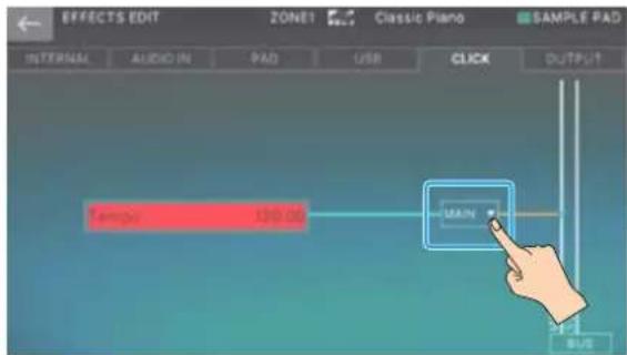 EFFECTS EDIT ZONE1 Classic Piano SAMPLE PAD INTERNAL AUDIO IN PAD USB CLICK OUTPUT Sample 120.00 MAIN PLUS