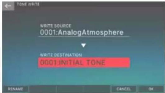 TONE WRITE WRITE SOURCE 0001:AnalogAtmosphere WRITE DESTINATION 0001:INITIAL TONE RENAME CANCEL OK