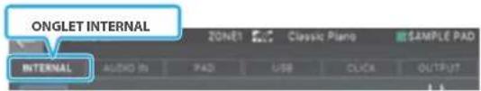 ONGLET INTERNAL INTERNAL AUTO IN PAD USB CLICK OUTPUT