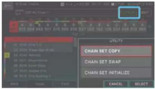 CHINA SET COPY CHAIN SET SWAP CHAIN SET INITIALIZE CANCEL SELECT