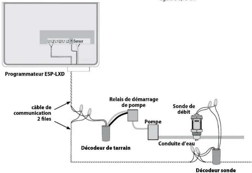 RAIN BIRD ESPLXD - Utilisation d'un décodeur de terrain avec relais de démarrage de pompe - 1