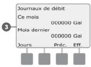 RAIN BIRD ESPLXD - Afficher et effacer les journaux des débits - 9