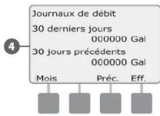 RAIN BIRD ESPLXD - Afficher et effacer les journaux des débits - 10