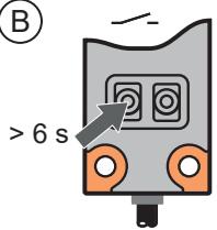 IFM KQ6005 - Set the device as normally open (output closes when the tank is full): - 2
