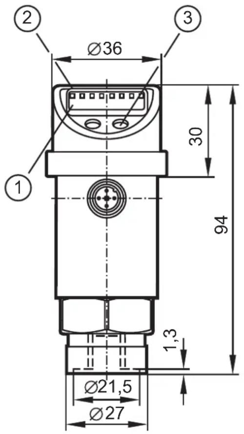② Ø36 ③ 1 30 94 1,3 Ø21,5 Ø27