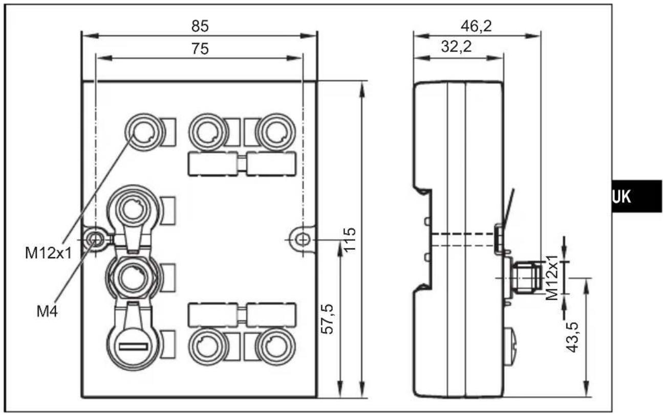 IFM DTE100 - Scale drawing - 1