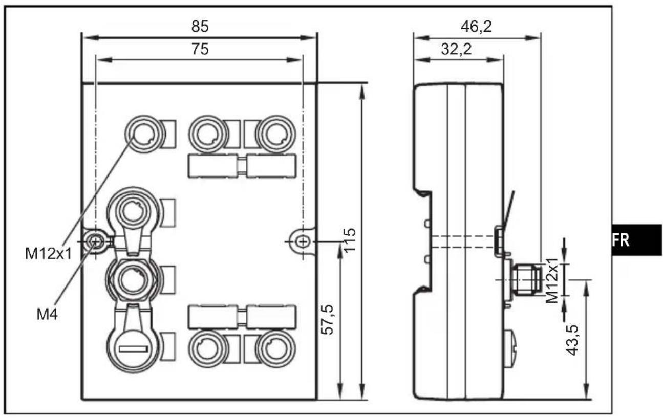 IFM DTE100 - Schéma d'encombrement - 1