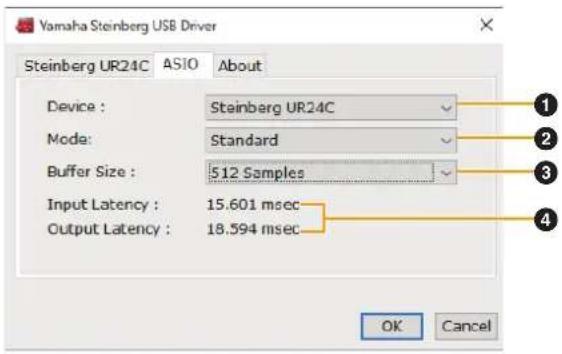 STEINBERG UR24C - Fenêtre ASIO (pour Windows uniquement) - 1