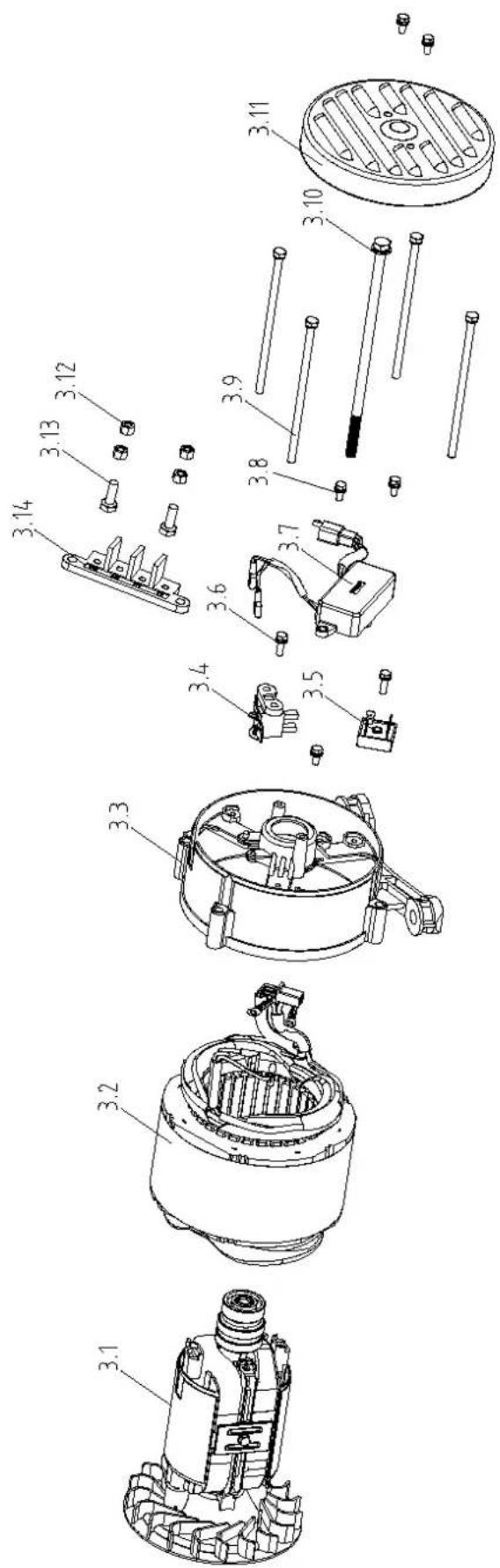 Technical diagram of a mechanical assembly with numbered parts, likely an engine or motor component.