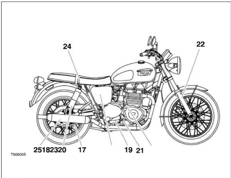 TRIUMPH Bonneville (2007) - Identification des pieces - Bonneville & Bonneville T100 (suite) - 1