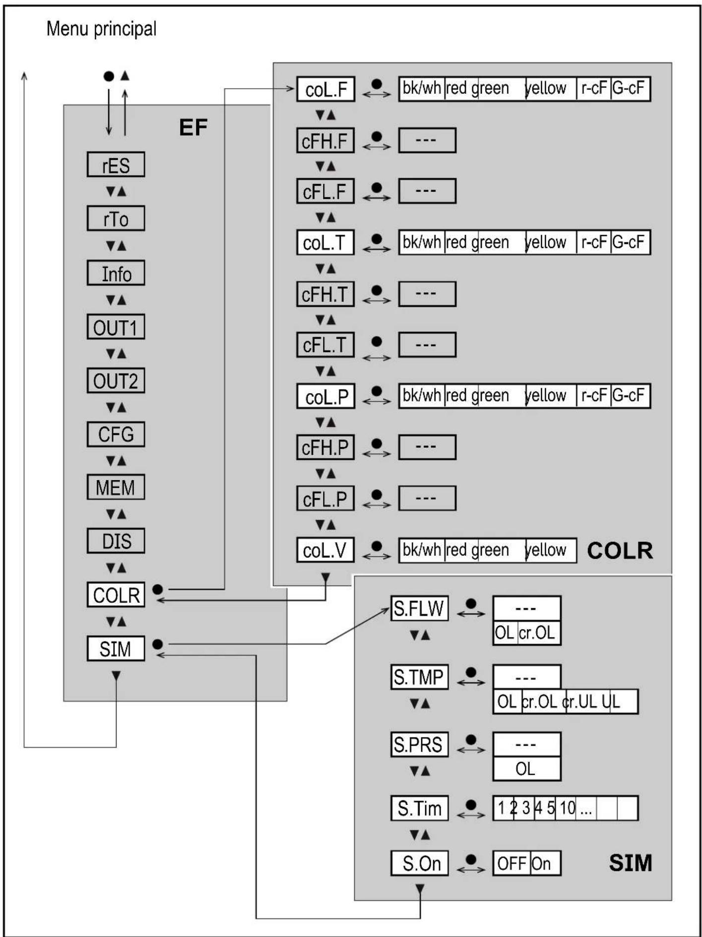 IFM SD8501 - Sous-menu COLR, SIM - 1