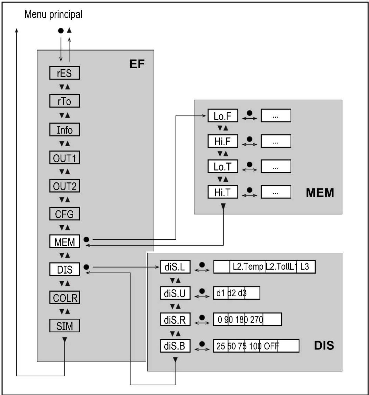 IFM SD6020 - Sous-menu MEM, DIS - 1