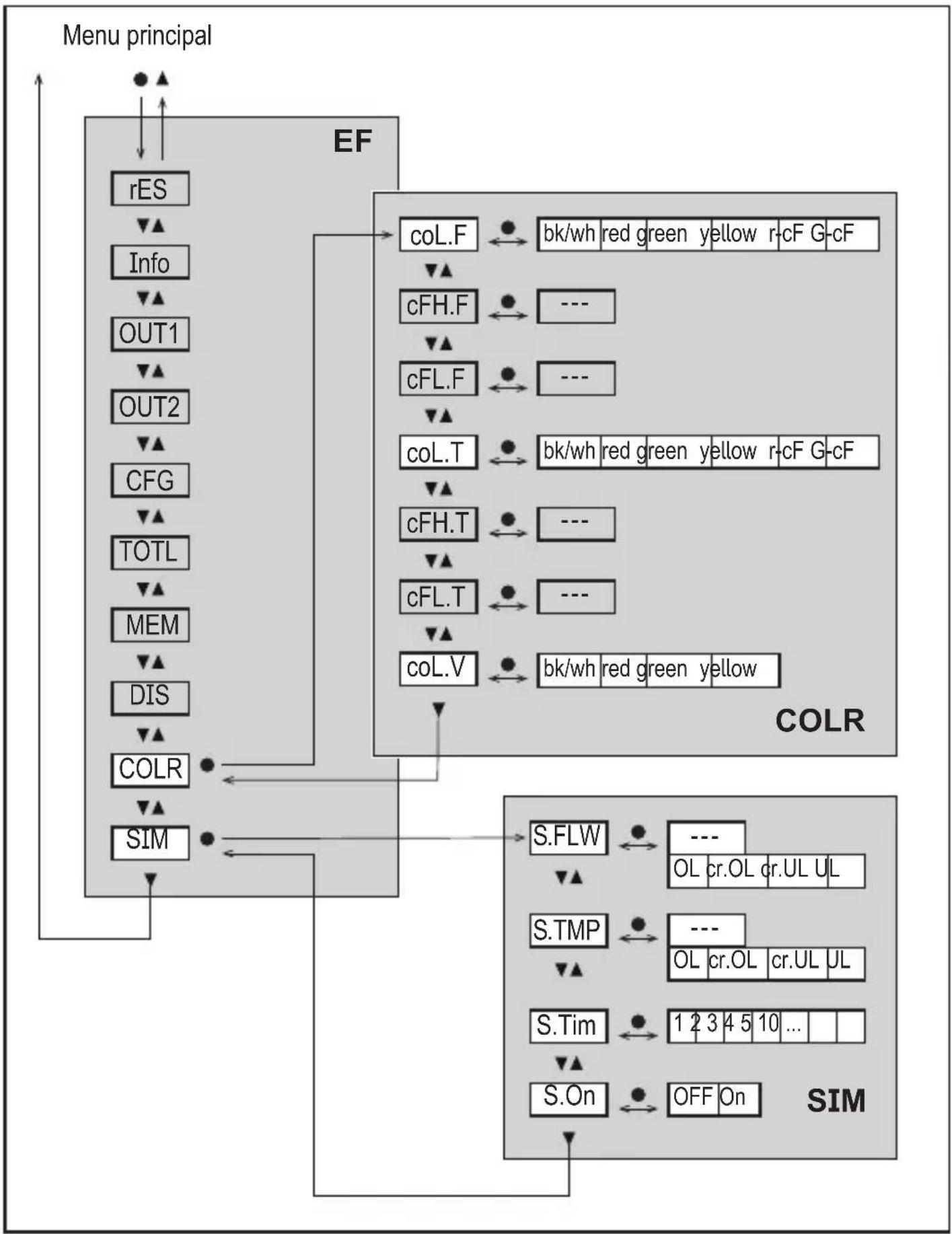 IFM SM8621 - Sous-menus COLR et SIM - 1
