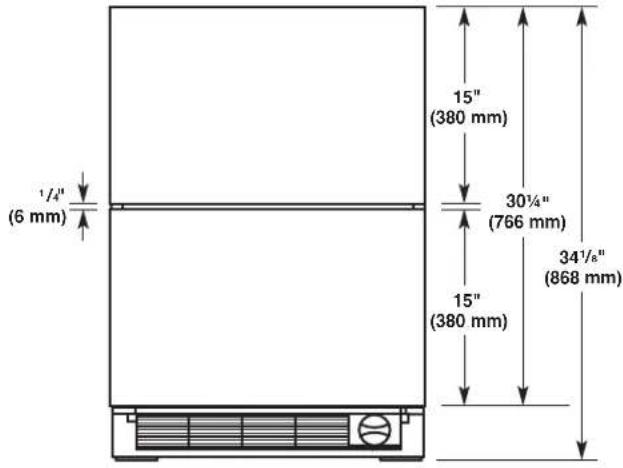 1/4" (6 mm) 15" (380 mm) 30¼" (766 mm) 15" (380 mm) 34½" (868 mm)