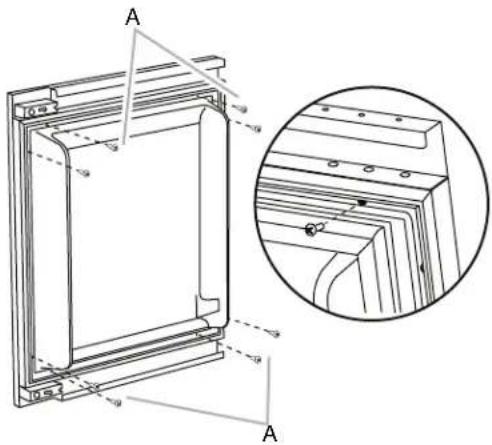 Technical diagram of a mechanical component with labeled parts A and a magnified inset showing detailed detail.