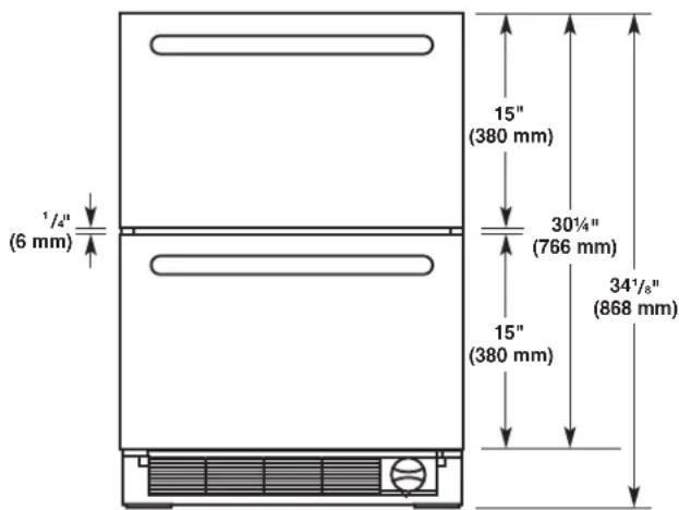 JENN-AIR JUD24FRERS - Drawer Height Dimensions - 1