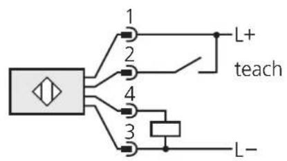 graph TD A["Input"] --> B["1"] A --> C["2"] A --> D["3"] A --> E["4"] A --> F["L+"] A --> G["L-"] B --> H["Teach"] C --> H D --> I["Feedback to 3"] E --> I F --> J["Output"]