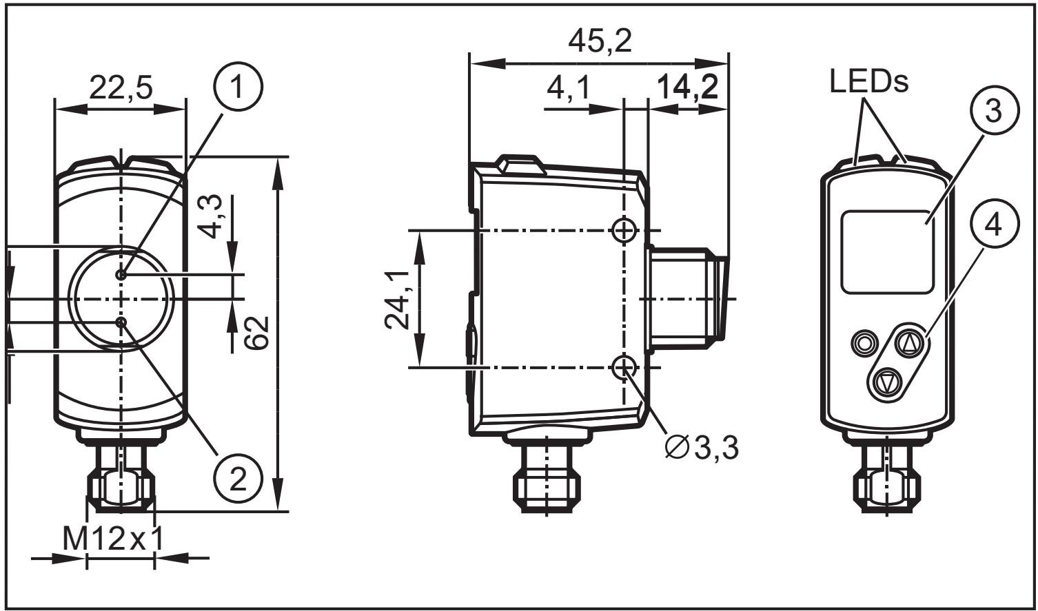 IFM OGD593 - 外形寸法図 - 1