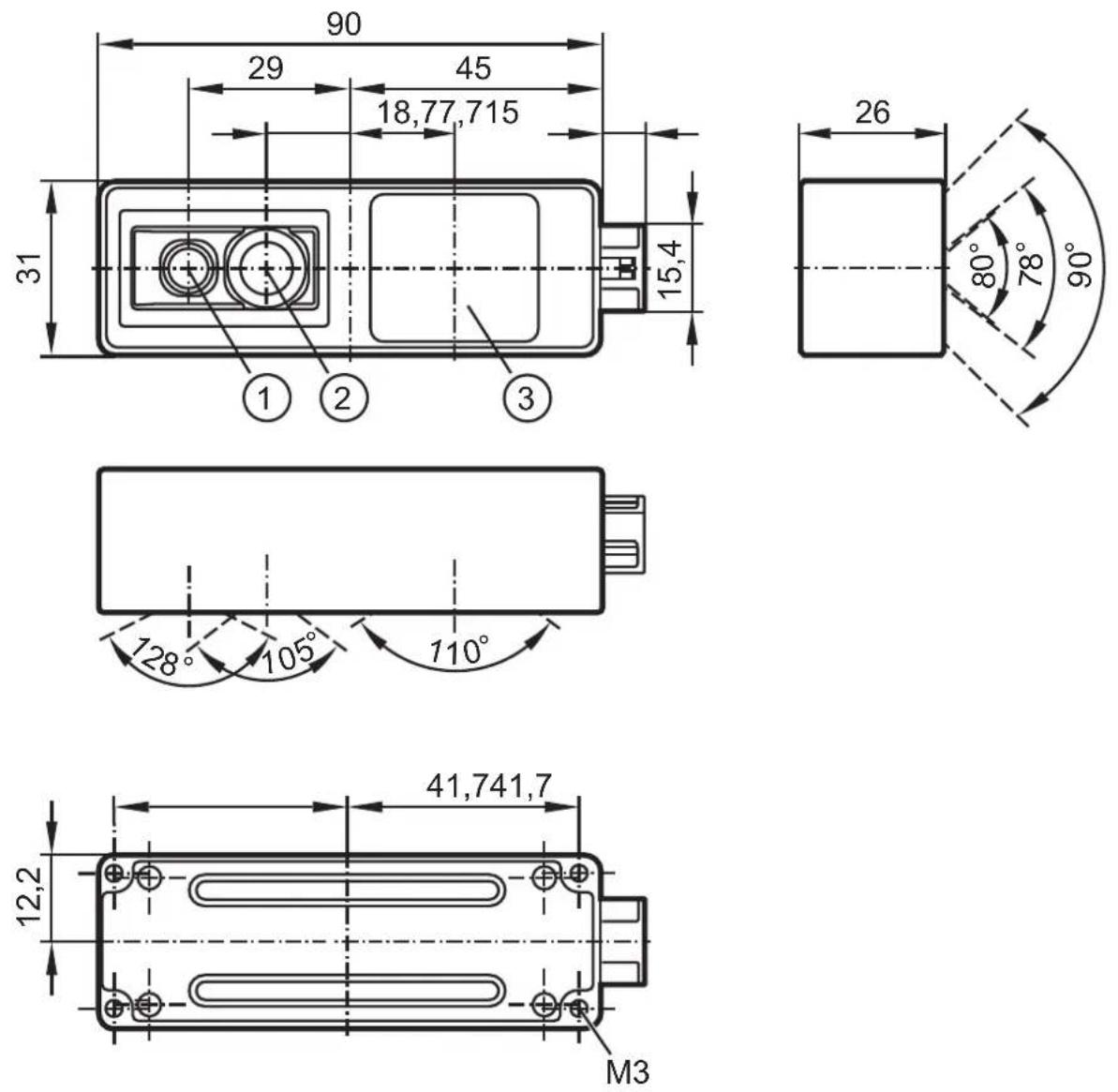 IFM O3R222 - Schémas d'encombrement - 2
