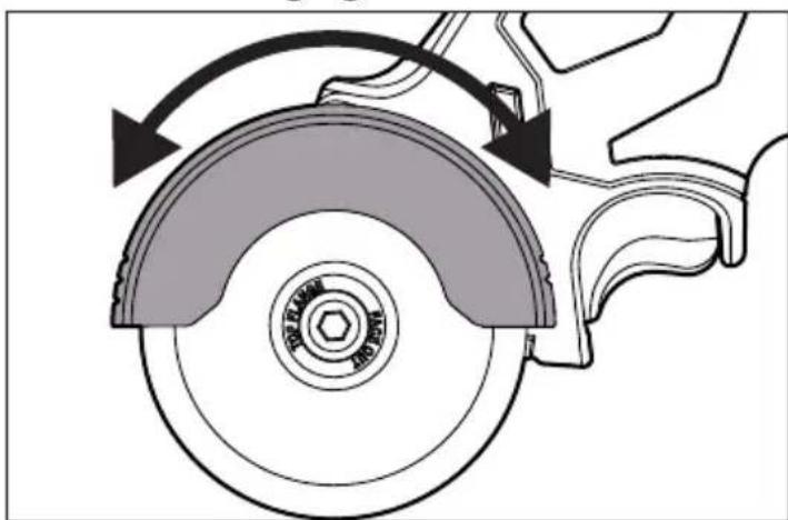 MILWAUKEE M12 Fuel 252221XC - Afin de minimiser les risques de blessures au moment de meuler une pièce, toujours régler le carter pour avoir le niveau plus haut de contrôle et protection. Porter des gants pour protéger vos mains lors du réglage du carter. - 1