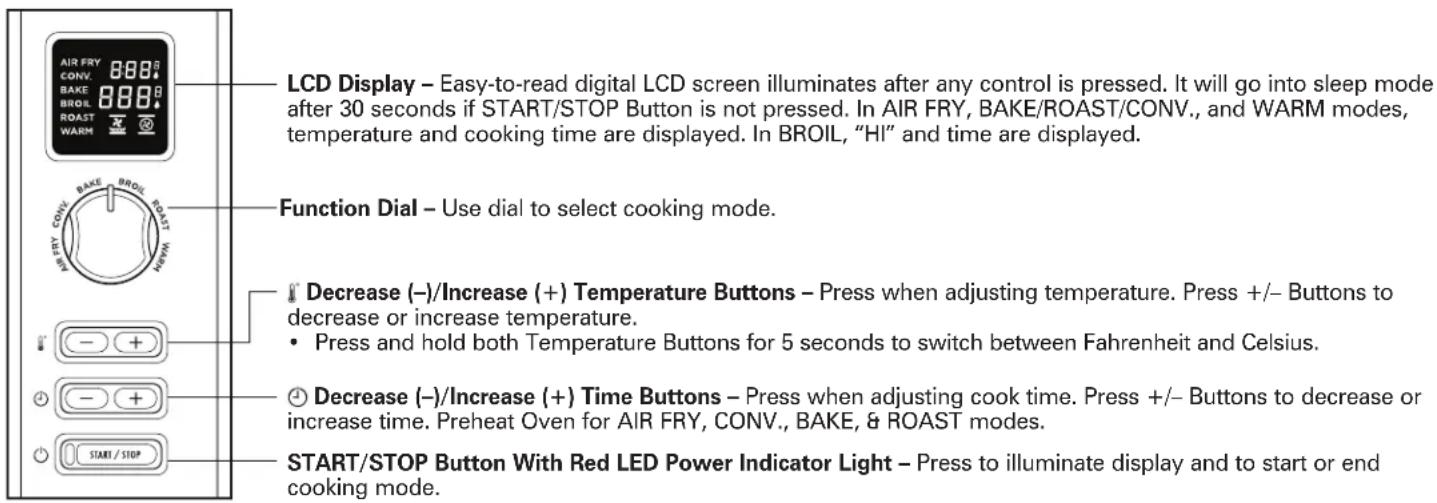 HAMILTON BEACH SureCrisp XL 31390 - Getting to Know Your Display - 1