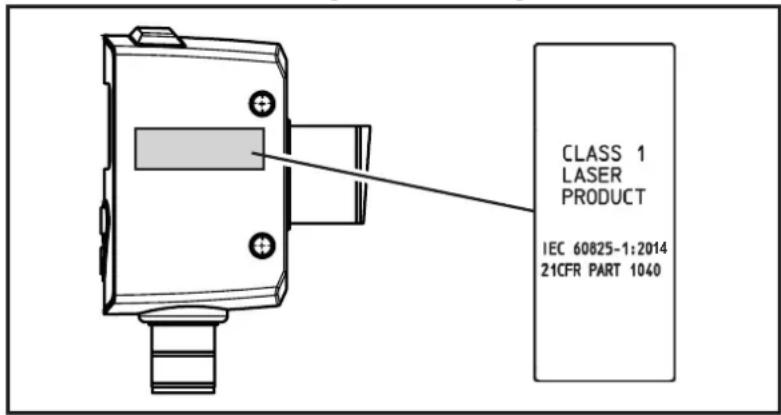 IFM OGD580 - Position de l'étiquette du produit Panneau indicateur - 1