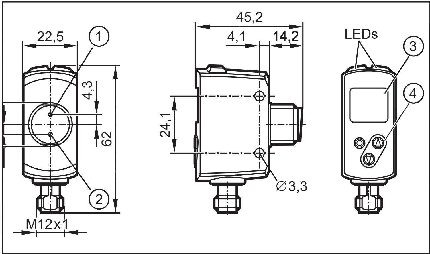 IFM OGD582 - Méretrajz - 1