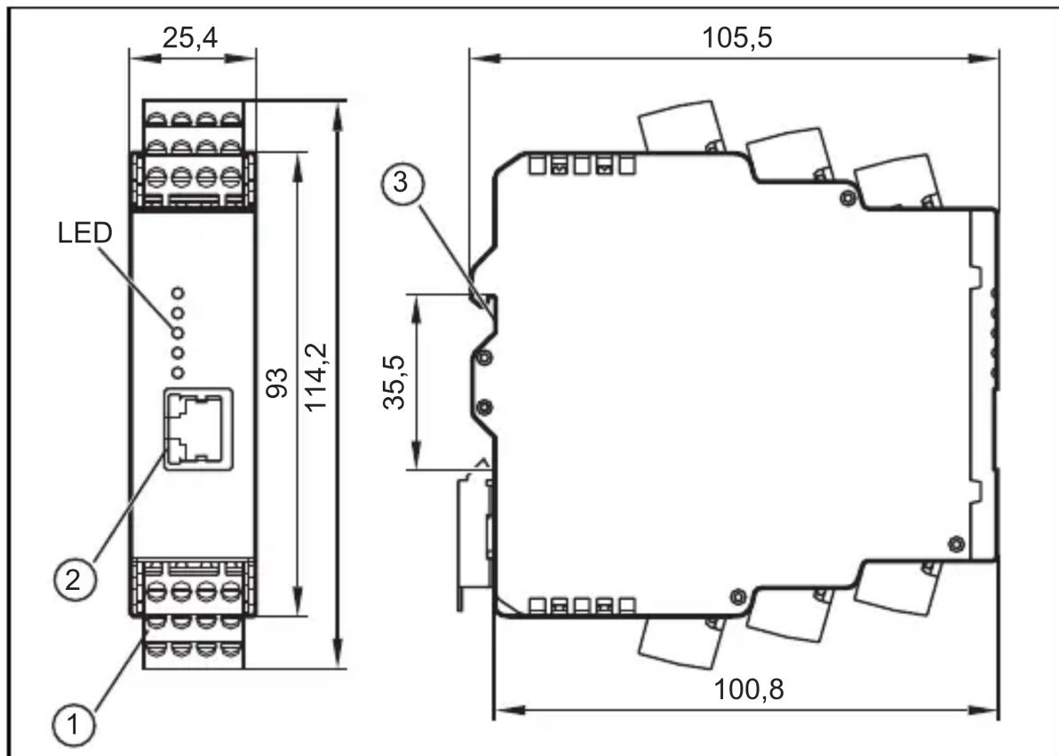 IFM VSE002 - Scale drawing - 1