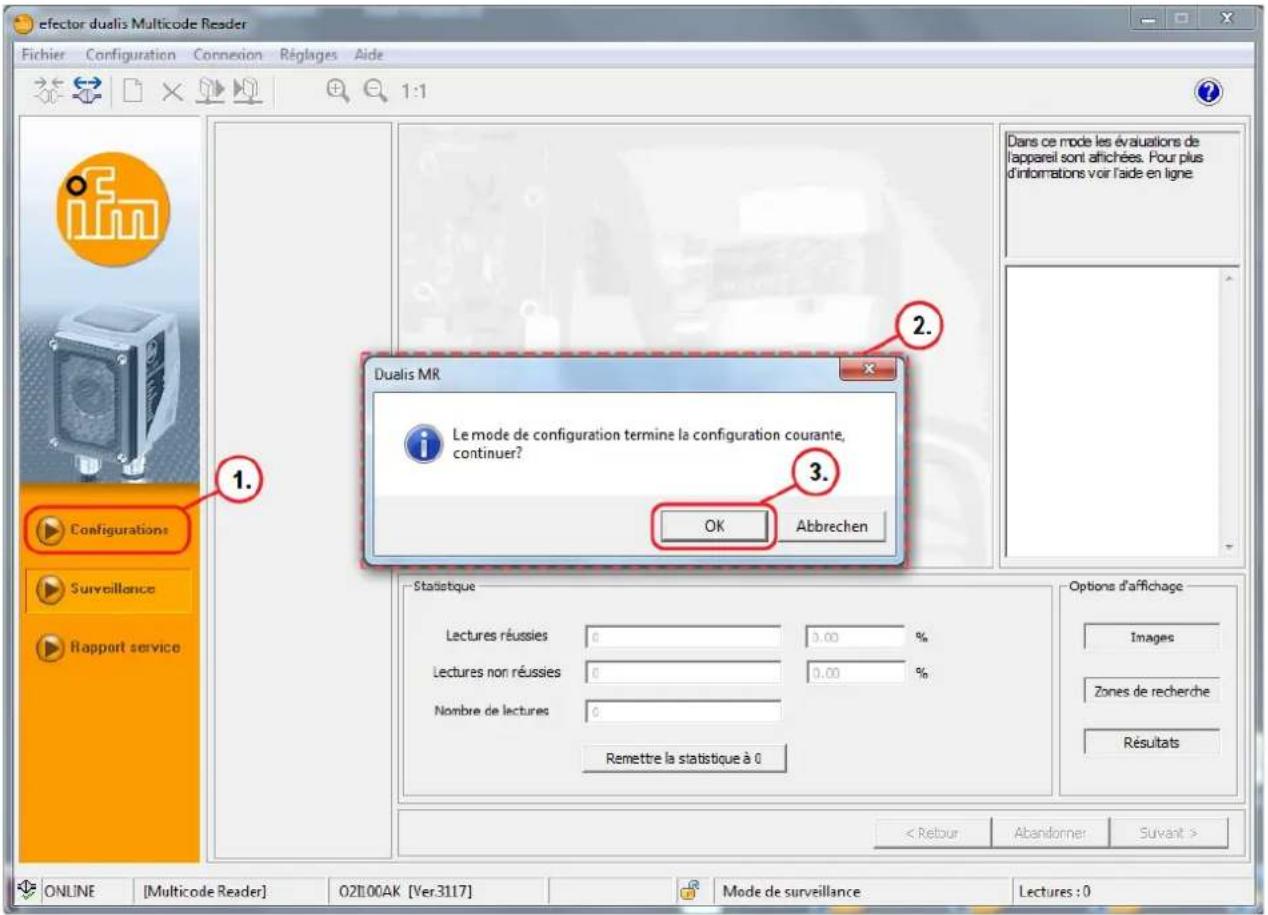 IFM O2I305 - Appeler le mode de configuration - 1