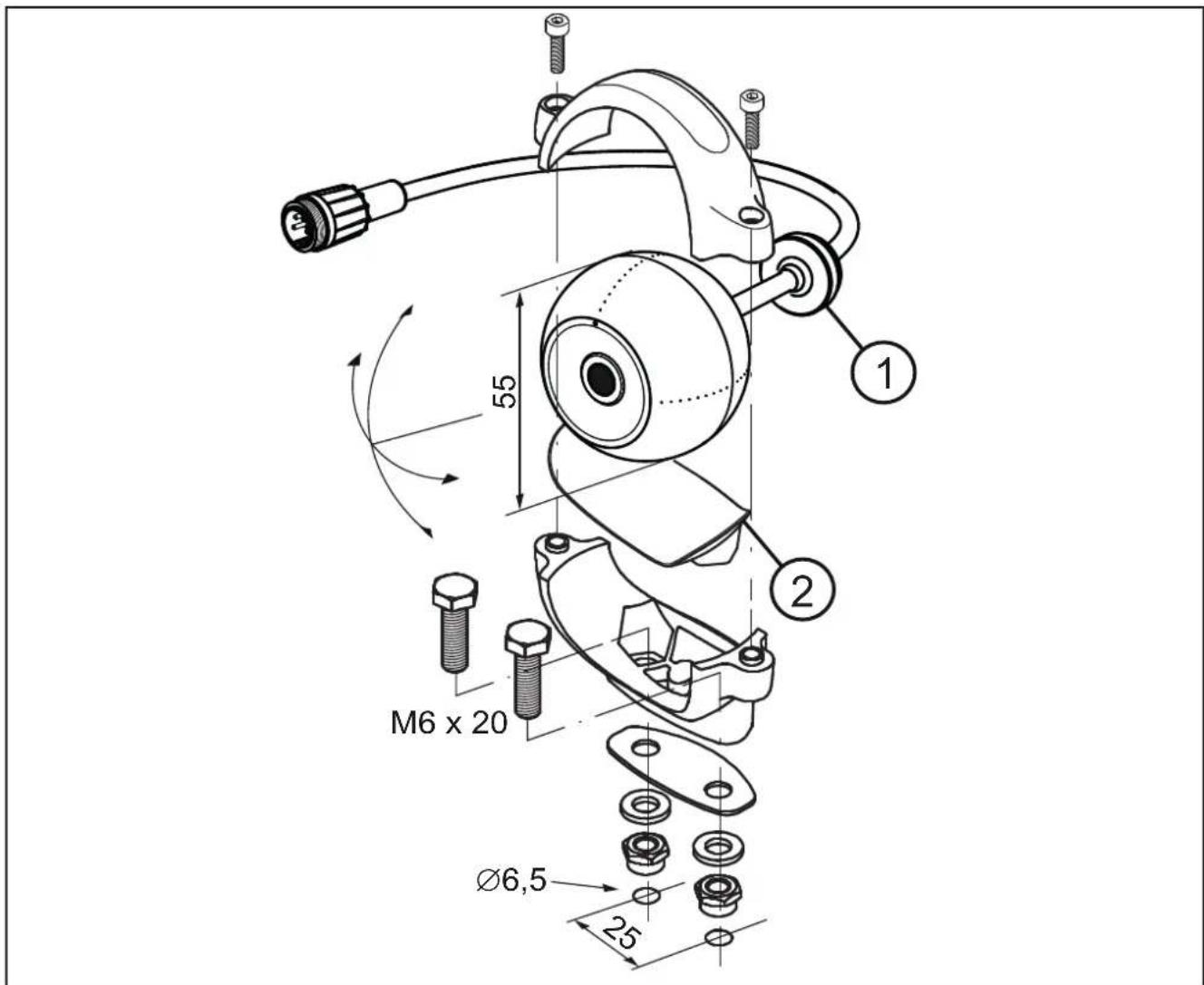 55 M6 x 20 Ø6,5 25 1 2
