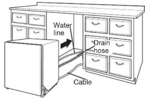 JENN-AIR JDPSS244LM - Move dishwasher close to cabinet opening - 1