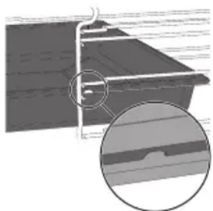 Architectural detail showing a roof structure with pipe connections and a magnified inset of a component detail (no text or symbols)