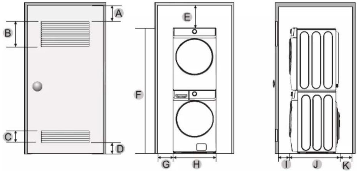 MIDEA MLE52N3AWW - INSTALLATION AVEC LAVE-LINGE ET SÉCHEUSE EMPILÉS - 1
