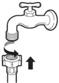 LG V9WD128H2 - Anschluss des anschraubbaren Schlauchs an einen Wasserhahn mit Gewinde - 1