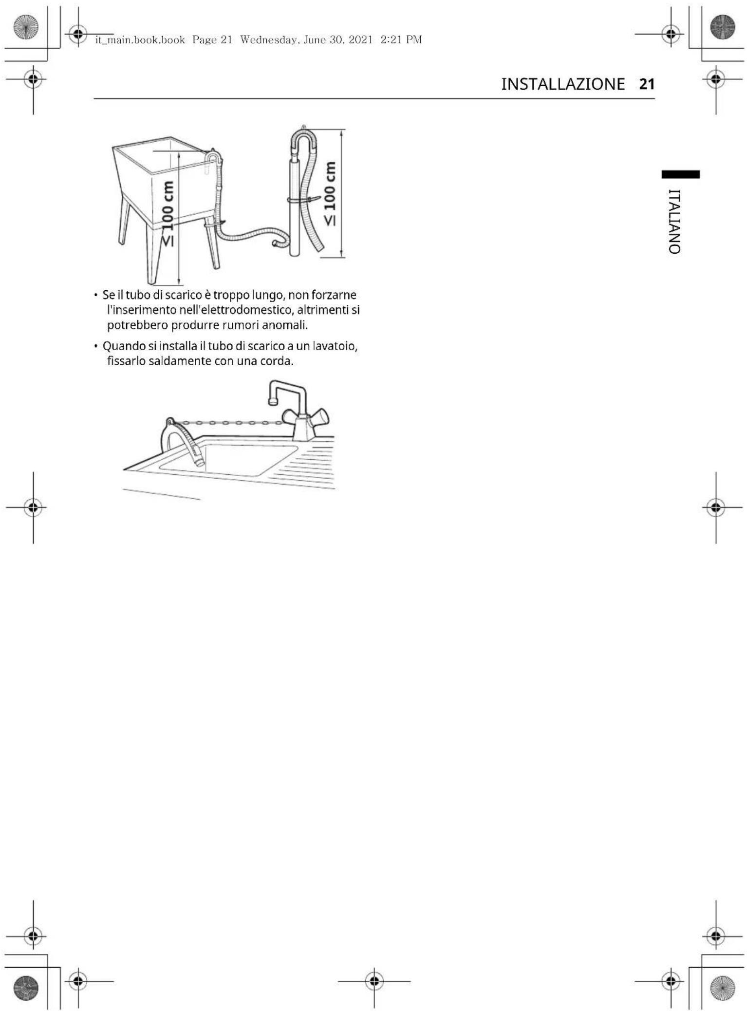 LG V9WD128H2 - Installazione del tubo di scarico con la staffa a gomito - 2