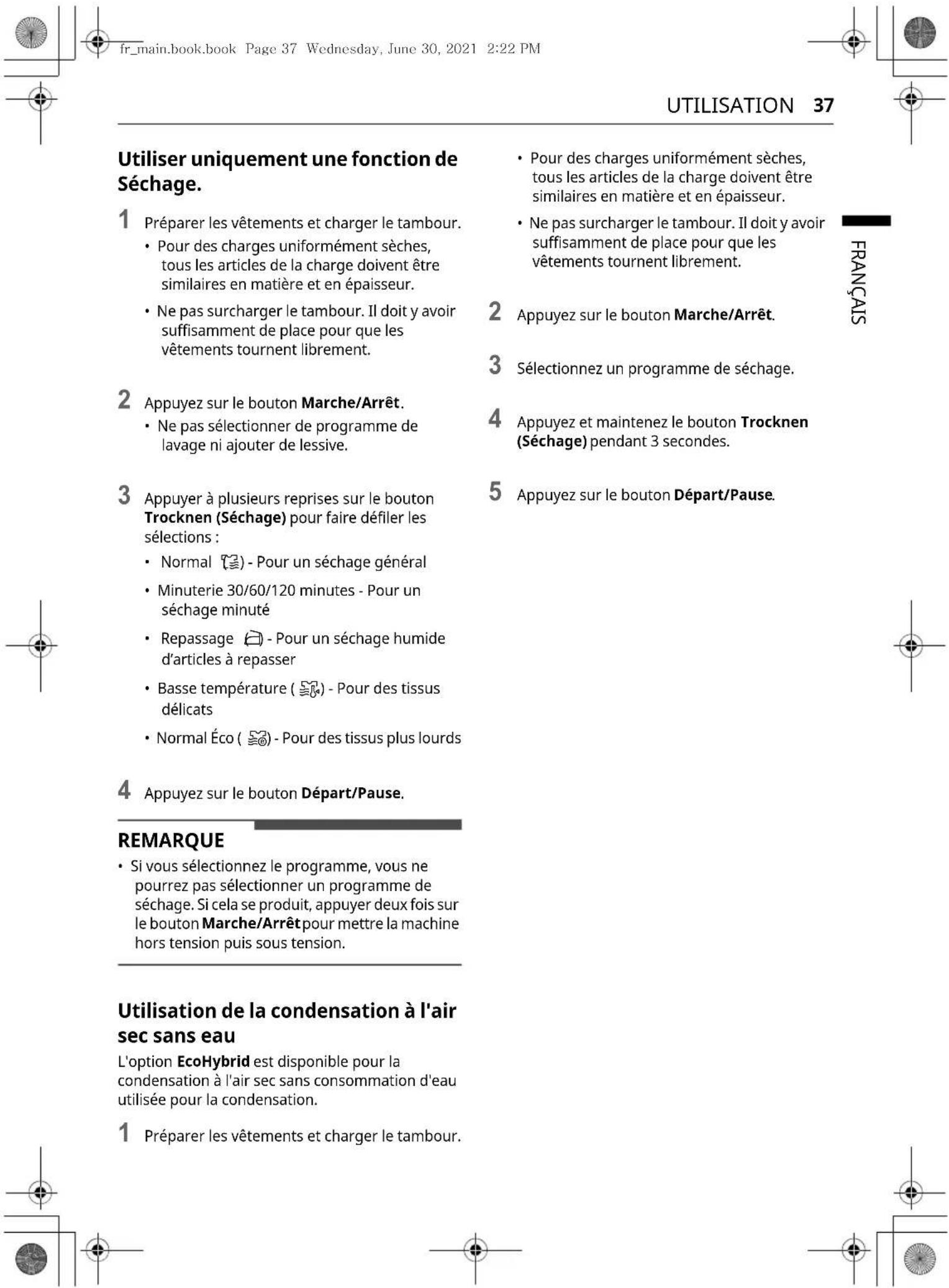 LG V9WD128H2 - Utiliser une fonction de lavage et de séchage. - 1