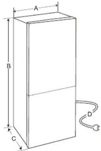 LG GBP62SWXCC - Dimensiuni Şi distanţa faţă de alte obiecte - 1