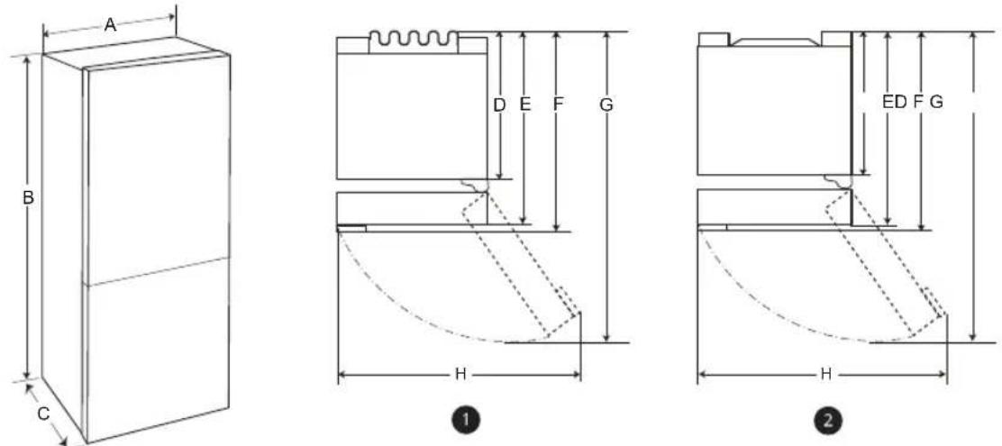 LG GBB72PZEGN - Dimenzije in razdalje - 1