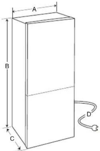 LG GBB72MCEGN - Dimenzije in razdalje - 1