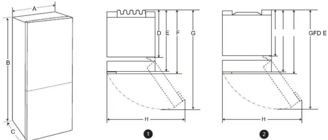 LG GBB71SWUGN - Dimensjoner og klaring - 1