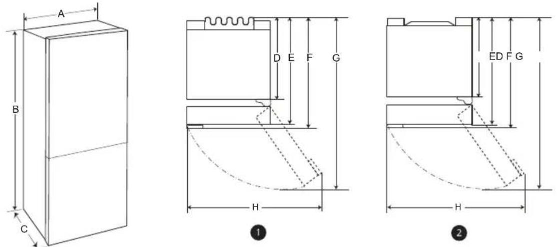 LG GBB71SWUGN - Dimenzije in razdalje - 1