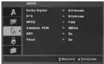 AUDIO Delby Digital DTS MPEG Campion. PCM DRC Vocal Bitstream Bitstream PCM 48KHz On On Movero > Selectone